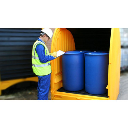 Showing image for 4 Drum PE Hardcover - SpillShak 4 Drum PE Hardcover - SpillShak Covered Bunds & Pallets - Storage image