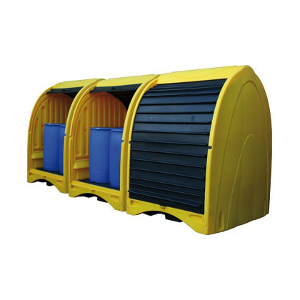 Showing image for 4 Drum PE Hardcover - SpillShak 4 Drum PE Hardcover - SpillShak Covered Bunds & Pallets - Storage image