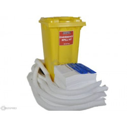 800 Litre Oil and Fuel Spill Kit in Mobile Roll Top Bin 