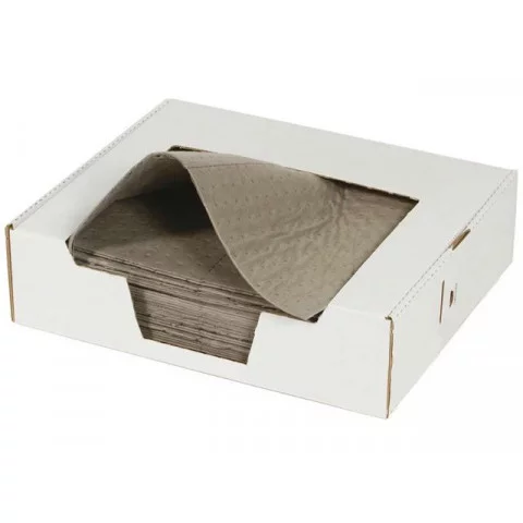 50 General Purpose Medium Weight Absorbent Pads in a Workbench Dispenser