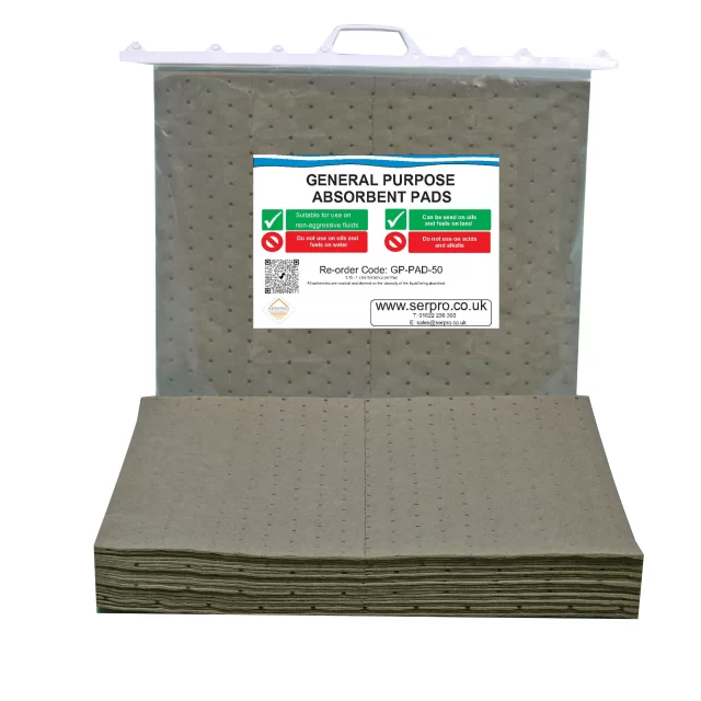 50 General Purpose Medium Weight Absorbent Pads in a Clip-Top Bag