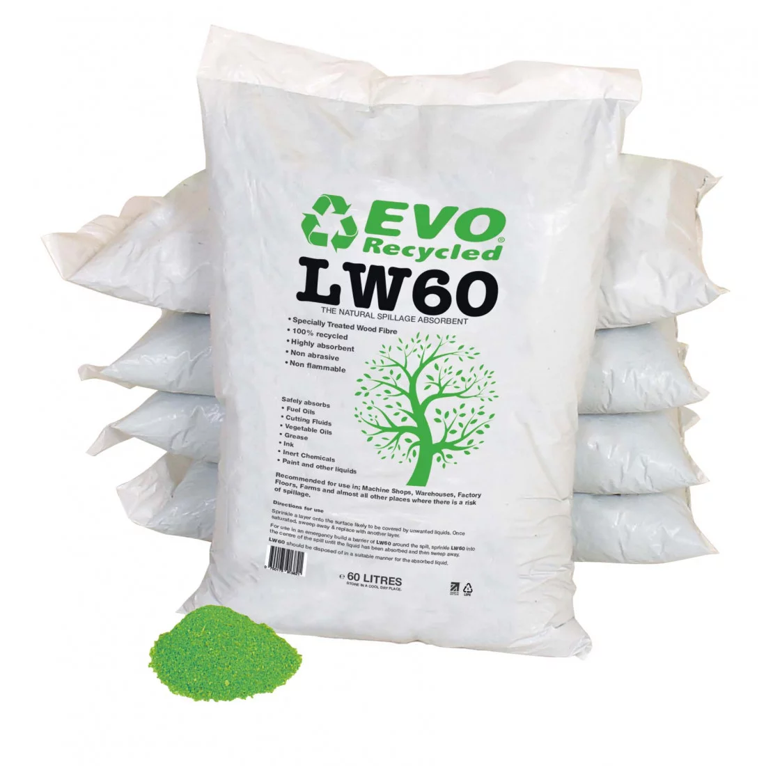 EVO-LW60 Wood Fibre Absorbent 60L EVO Recycled Loose EVO Wood Fibre