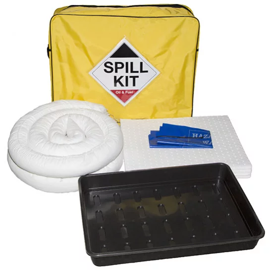 50 Litre Oil and Fuel Spill Kit in Yellow Shoulder Bag with Drip Tray
