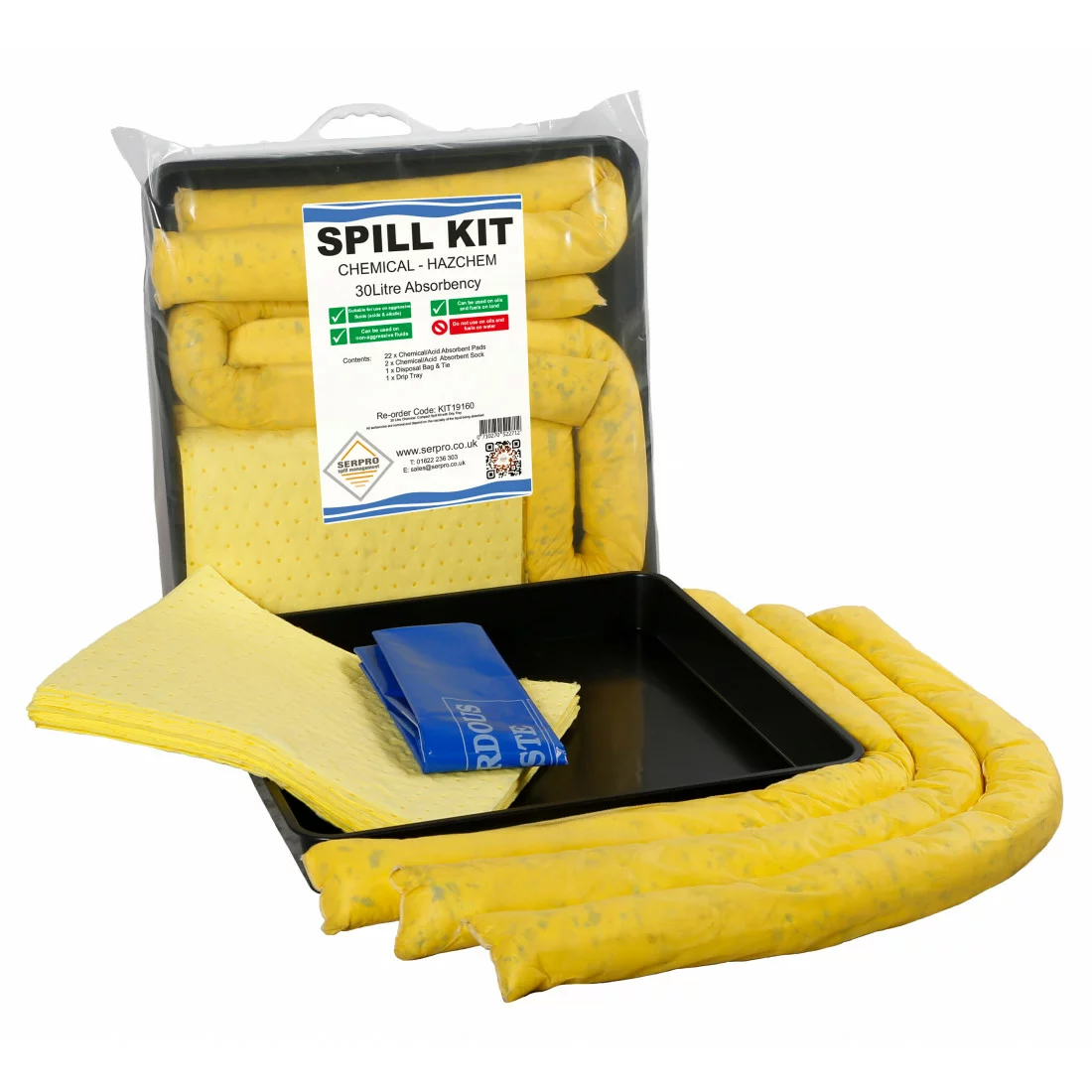 30 Litre Chemical/Universal Compact Spill Kit with Drip Tray