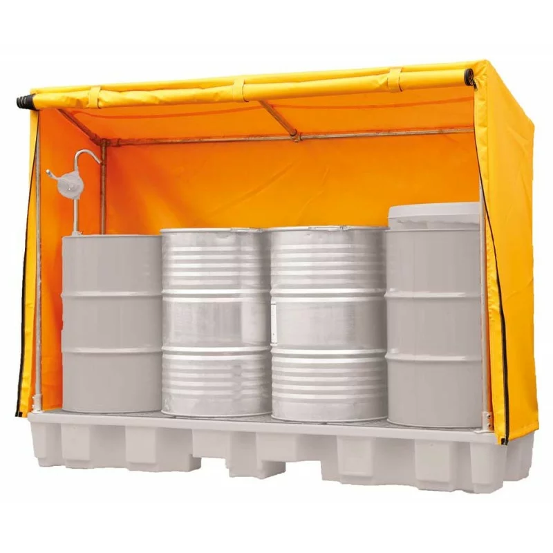 Framed Cover for the 4 Drum In-Line Spill Pallet SERPRO Covered Bunds & Pallets - Storage